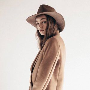 Janessa Leone | Riley Wool Fedora Camel Brown Medium